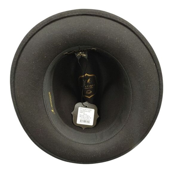 MEN'S MONTIQUE BLACK WOOL FELT HAT WITH ABSTRACT CHECKERED HAT BAND. H2362. - Picture 6 of 8